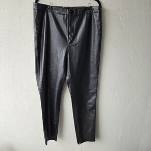 Zara High Waist Faux Leather Ankle Leggings Sz XL Black